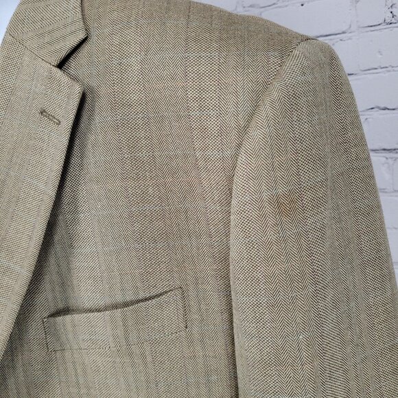 Lauren Ralph Lauren Tan Silk Wool Blend 2 Button Notch Blazer Sport Coat 48R - Picture 5 of 16